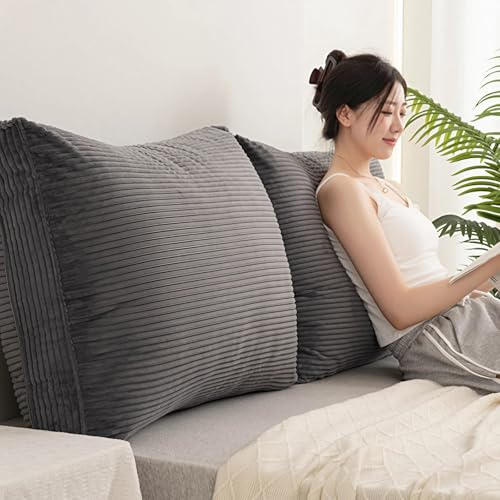 NEPHRA Großes Extra Dickes Rückenkissen und Lesekissen mit austauschbarem Bezug aus PP-Baumwolle für Bett und Sofa, Ideal zum Entspannen, Spielen und Lesen(Dark Gray,70x55x18 cm 1pc)