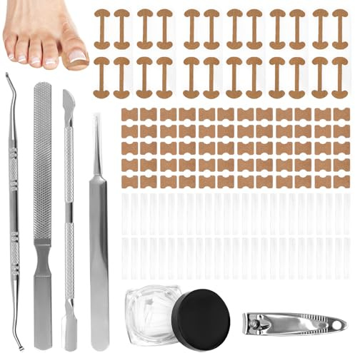 Kit Uñas Encarnadas, Parches Correctores para Uñas de los Pies con Pads en Forma de C y Herramientas de Pedicura de Acero Inoxidable para Cuidado Diario de Uñas