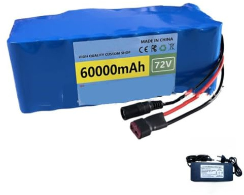 72V 60Ah 20S2P Batería para Bicicleta Eléctrica Batería Impermeable De Iones De Litio Batería De Litio De Repuesto para Patinete Eléctrico Carcasa de PVC impermeable 72V 60Ah,3lines+DC