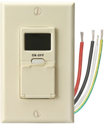 Southwire Woods In-Wall 7-Day Digital Timer - Programmable Light Switch - Automatic Light Switch Timer - Convenient Digital Timer - Smart Energy Control - Light Almond