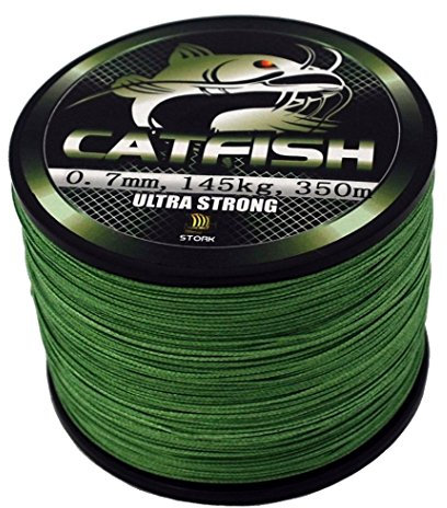 Stork Catfish 8-Fach Geflochtene Wallerschnur - Wasserabweisende & Salzwasserfeste Angelschnur - 0,50 mm/80 kg, 350 m, Moosgrün