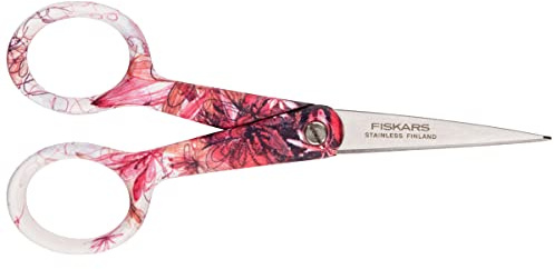 Fiskars F081998101 Forbici Cucito Gloria Inspiration | Lame in acciaio inox/Impugnature in plastica, Motivo floreale, 1000840