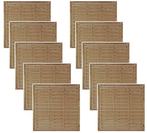 10er Set Lamellenzaun 180x180 cm – Sichtschutzzaun aus druckimprägniertem Kiefer/Fichte, Holzzaun Zaunfelder für Garten Terrasse Balkon, blickdicht Hamburg