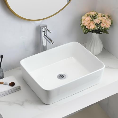Home Supplies CERAMIC BATHROOM COUNTERTOP RECTANGLE BASIN SINK + WASTE