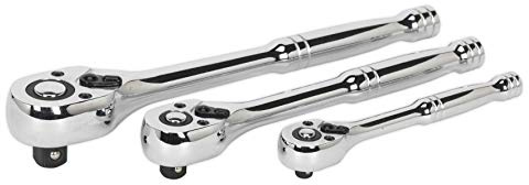 Sealey ak6672 Juego de llaves inglesas combinadas con carraca 3pc pear-head funda Reverse