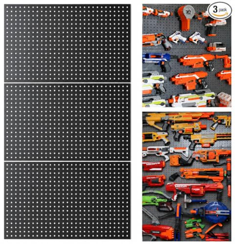 Wallpeg Peg Board for Nerf Gun Storage Organizer Kit 3 ea 24”x16” Pegboard Holder for Nerf Blasters Wall Organization