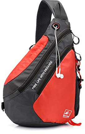 FANDARE Léger Sac de Poitrine Sac d'Epaule Sling Bag Sacoche Sac Bandoulière pour Homme Femme pour École Voyage Randonnée Camping Excursion Cyclisme Équitation Durable Polyester Rouge