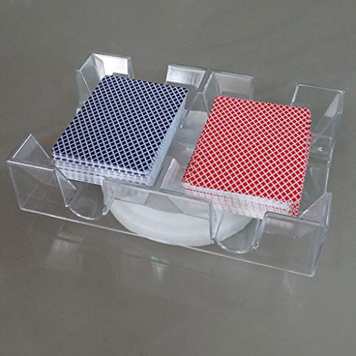 S-TROUBLE Support de Carte à Jouer PC de boîte à Cartes de Poker Transparent 2/6 Pont avec Plateau Rotatif Accessoires de Jeu de société de Casino
