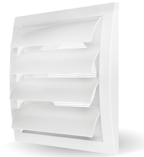 Vent Systems Ø125mm 190x190 mm Weiß - HVAC Abluftkanalabdeckung - Dunstabzugshaube - Außentrockner Entlüftungsabdeckung mit Öffnungsklappe - klimagerät luftabzug wanddurchführung wetterschutzgitter