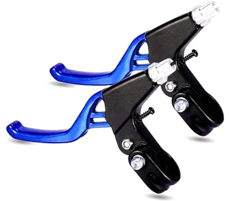 BNVB 1 Pair Bicycle Brake levers, 2pcs Aluminium Alloy Bike Brake Handle Universal 4 Finger 2.2cm fits for Most Bicycle, MTB、BMX、Road Bike. (Blue)