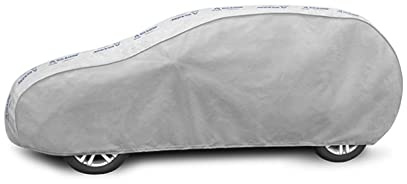Autoabdeckung Wasserfest & Extrastark Vollgarage Autoplane Abdeckplane gegen Regen Schnee Wind UV-Strahlung Laub und Anderen Schmutz Autogarage Grau, L2 HB/Kombi L: 430-455 cm/H: 126-136 cm