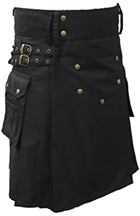 McWilliams Kilt utilitaire de sport hybride écossais pour homme | Kilt élégant et décontracté pour homme, Noir , 50