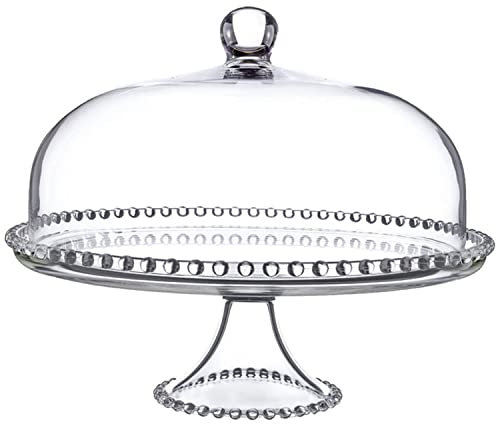 konsimo. SWEET LINE Tortenplatte – Kuchenplatte – Tortenständer - Tortenplatte glas – Kuchenstand - Kuchenplatte Rund – Tortenständer Bälle 32 x 26 cm Transparent