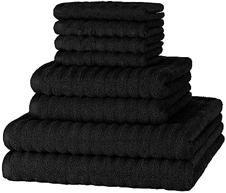Merana Oslo Handtuch Set | schnelltrocknend, weich & fusselfrei | Frottier Luxus Qualität | 100% Baumwolle Frottee | Oeko-TEX | 590 GSM | Schwarz (8er Sparset | 4 Gästetuch, 2 Handtuch, 2 Duschtuch)
