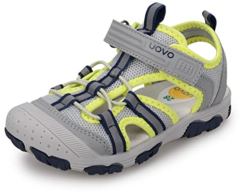 UOVO pojkar sandaler trekking vandring barn sandaler utomhus stängda tå sandaler sportiga sommarskor 22–38, Grå grön reflekterande, 27 EU