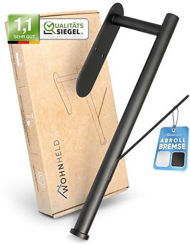 Küchenrollenhalter ohne Bohren (Zum Einhändig Abreißen) Extrem stabile Klebemontage | Zewa Rollenhalter Wand selbstklebend | Edelstahl Schwarz