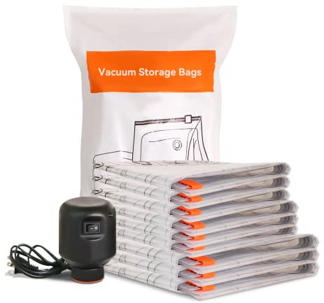 Wevac Vakuumbeutel für Kleidung staubsauger (3 Jumbo, 3 Groß, 3 Mittelgroß) | Platzsparend mit Premium-Elektropumpe | Doppelter Reißverschluss | Spezieller Griffclip | für Deckenkompression und Reisen