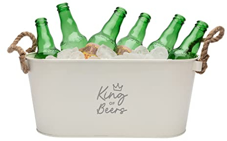 Engraved King of Beers Ice Bucket - Home Bar Metal Drinks Cooler - Father’s Day or Birthday Gift for Him - Beer Cooler Bucket