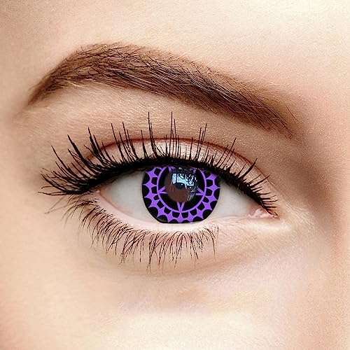 Farbige violett schwarze Halloween Hexen Kostüm Pentagramm Kontaktlinsen, 1 Paar (2 Stück),weiche Farblinsen lila ohne Stärke
