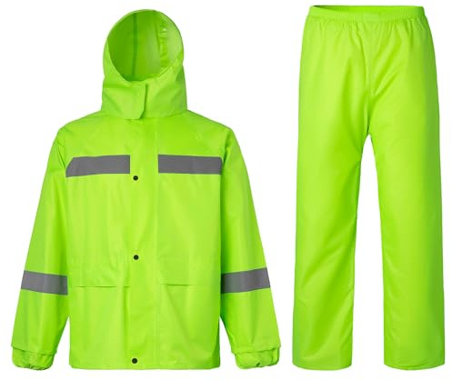 Oralidera Regenanzug für Herren Damen Reflektierend Winddicht Regenanzug Regenbekleidung Fahrrad Regenjacke und Regenhose Wasserdichter Anzug