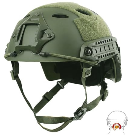 Tactical veloce Casco con occhiali Military Tactical Helmet CS Airsoft SWAT Paintball della base di Casco Protettivo (Adjust+OD)