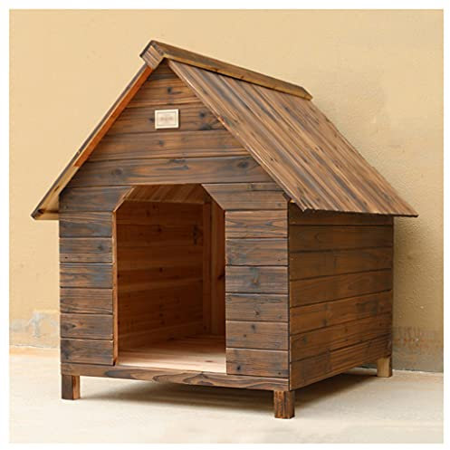 Garten-Hundehütte aus Holz, große Hundehütte für den Außenbereich mit abnehmbarem Sockel, karbonisierte Katzen- und Hundevilla, geeignet für mittlere, große und kleine Hunde (A 34.64×30.31×31.88in)