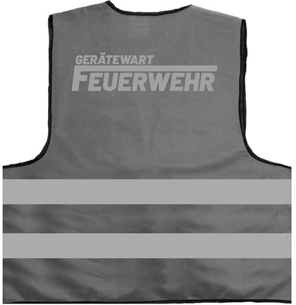 Gerätewart Feuerwehr Warnweste BZW. Signalweste mit reflektierendem Aufdruck - Größe XXL / 3XL, Grau