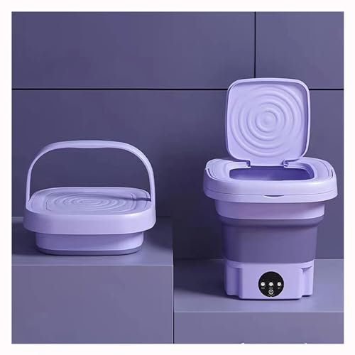 Lavado PortáTil Plegable ， Lavadora Plegable 8L con con Blu-Ray,Spin Dry Y Tubería De Drenaje Lavadora Carga Superior para Calcetines Ropa Interior Limpieza,Purple