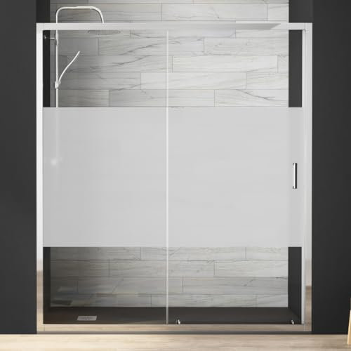 Mampara de Ducha Frontal Corredera 1 Puerta 1 Fijo | Vidrio Templado 5mm Antical Altura 190cm Serigrafía | Perfil Cromo Brillo 120cm (Adaptable 118-122cm)