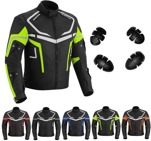 Vaster Moto Chaqueta de Moto para Hombre, Impermeable, Blindada, para Moto, Invierno, Verano, Textil, Cordura, Chaqueta de Carreras, Aprobada CE (EN 17092-4) (2XL, Verde)