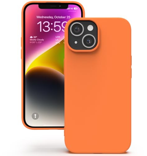 YATWIN Funda para iPhone 13 Mini, Funda Protectora Cuerpo Completo, Silicona Premium, Forro Microfibra Suave Antiarañazos, Naranja