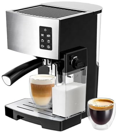 Automatic Coffee Machine with Milk Frother, Barista Pump High-pressure Espresso, Electric Coffee Machine, 19 Bar 1.4L, Suitable for Instant Coffee, Espresso, Macchiato, Etc.
