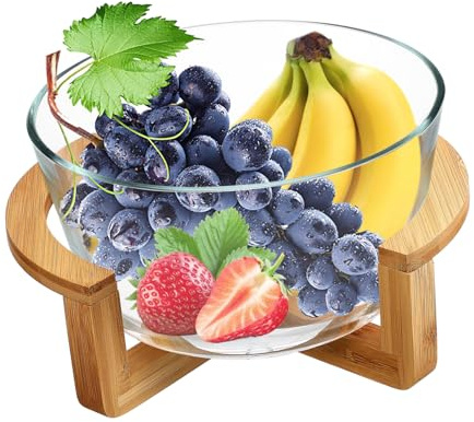Garneck Bol à Salade Verre Chaleur avec Support Grand Capacité pour Salades Fruits Et Desserts La Cuisine Décoration De Table