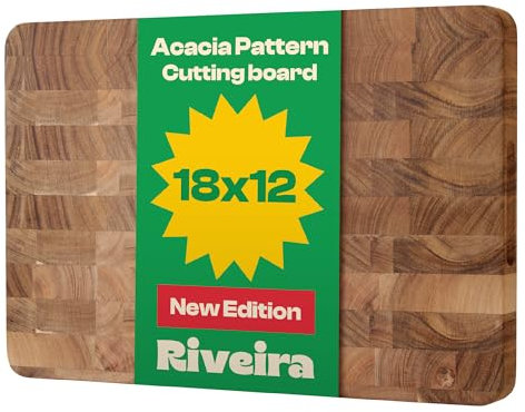 Riveira Tagliere in legno di acacia – Gourmet Acacia Grandeur – Tagliere in legno naturale – Tagliere in legno naturale per cucina decorativo – innovativo tagliere in legno di acacia con scanalature