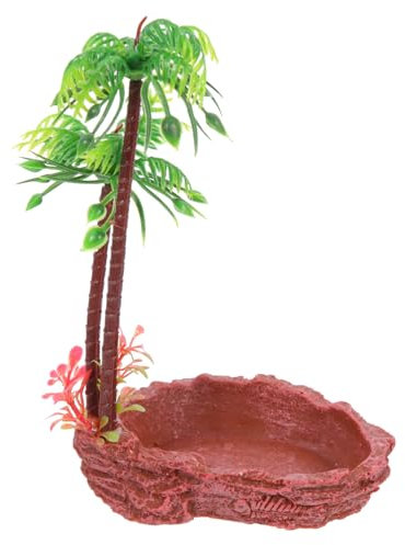 BUGUUYO Terrarium Wasserschale Für Reptilien Simulierte Baumstruktur Sichere Fütterungs Und Trinkschale Für Schildkröten Und Schlangen Für Terrarien Und Gehege Hochwertiges