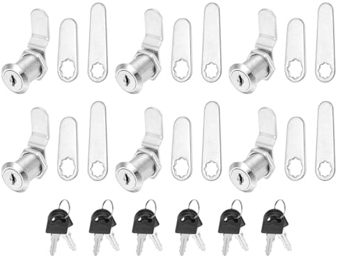 PATIKIL 1/8 Inch Keyed Alike Cabinet Locks with Key, 6 Pack Cam Replacement Lock Cylinder Toolbox Lock for RV Drawer Storage Cart Mailbox, Silver