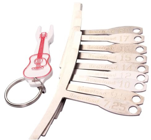 TOYANDONA Medidor De Radio De Diapasón Para Guitarra, Herramienta De Luthier 10 Piezas De Metal Con Llavero, Tamaños Variados 7,25-20, Para Calibrar Puentes y Configurar Cuerdas