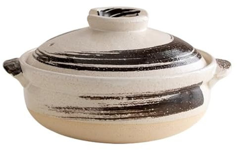 UPWONEC Pentola Di Terracotta Giapponese, Casseruola in Ceramica Domestica, Pentola Di Riso Per Pentola Di Argilla, Modello Dipinto A Mano, Pentola Pratica A Bocca Larga, Pentola Ceramica Retrò