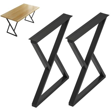 Tischbeine In X-Form Tischfüße Metall 2 Stück Tischkufen Industrial Stabile Schreibtischbeine 30X60cm 40x80cm 45x100cm Für DIY Sitzbank Couchtisch Möbel Ersatz Füße(Schwarz,50x72cm)