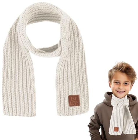 Abeillo Écharpe d'hiver chaude en tricot doux pour enfants - Cache-cou - Écharpe chaude pour garçons et filles, beige, 110