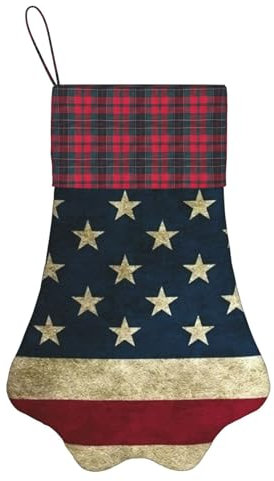 pvinnk Weihnachtsstrumpf mit amerikanischer Flagge, Weihnachtsbaum, Süßigkeiten, Geschenk, für Haustiere, Hund, Katze, Weihnachten, Party, Familie