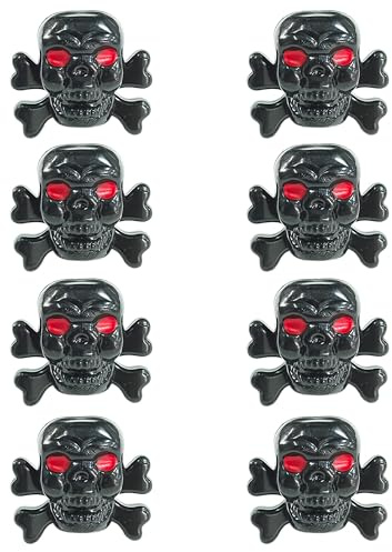 ZAHD 8 PCS Tapones de válvula de Rueda de Coche en Forma de Calavera de neumático Tapas de válvula Decorativas para neumáticos con Forma de Calavera para Automóviles Camiones Moto Bicicletas (Negro)