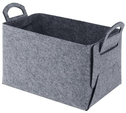 Cesto portaoggetti in feltro, 40 x 30 x 24 cm, grande cesto regalo vuoto, pieghevole in feltro con due manici morbidi, per vestiti, picnic, camera da letto, armadi, legno e giocattoli per bambini
