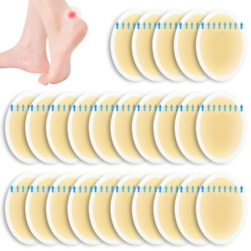 Hydrokolloid Blasenpflaster Set für Ferse, Fußsohle, Zehen und Vorfuß, Schmerzlinderung bei Reibung (Ovale, stück, 25)