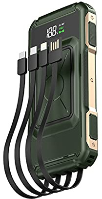 Power Bank,PowerBank 15W Fast Qi Wireless Charger 30000mAh 22.5W QC PD 3.0 Fast Charging Powerbank for Outdoor Camping,Green