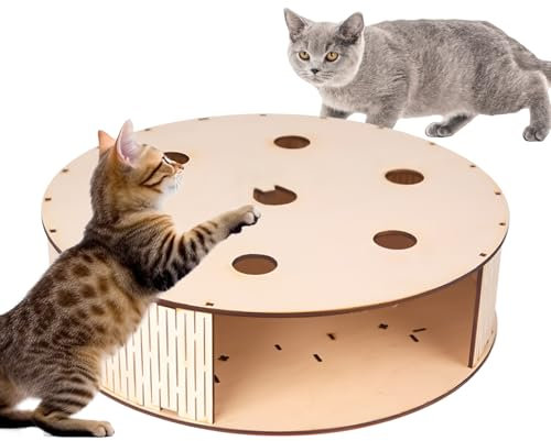 Generico Giochi Per Gatti Interattivi | Gioco Scatola Cattura Gattini in Legno Massello | Giocattolo Stimolazione Mentale Gatto Accessori Per Animali Per Interni Esterni