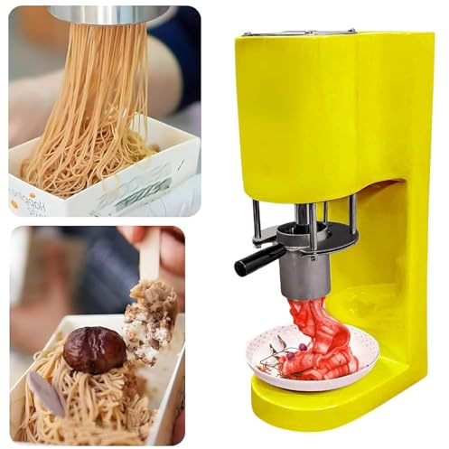 Macchina Professionale per Gelato e Soft Serve con 4 Stampi, Pressa per Spaghetti Gelato 28-30L/H, Gelatiera, Macchina per Noodles Gelato,Yellow
