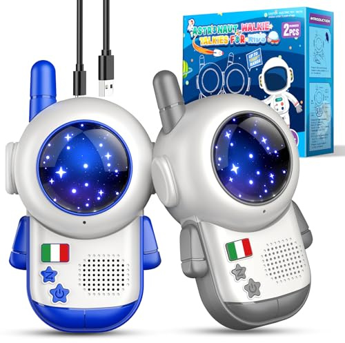 Walkie Talkie Kinder Aufladbar, Astronauten Kinder Spielzeug ab 3 4 5 6 7 8 Jahre Junge Weihnachten Geschenk Junge 3-12 Jahre Walky Talky Spiel Funkgerät Kinder Geschenkideen Woki Toki Kinderspielzeug