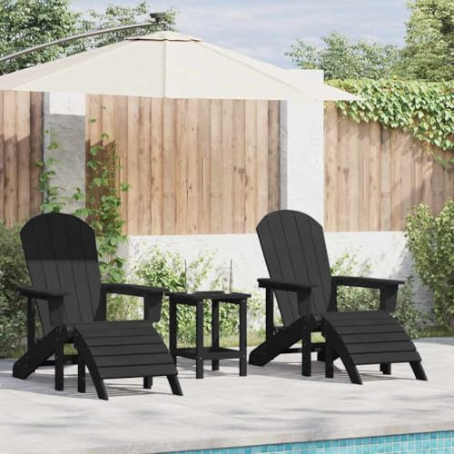 QZZCED Lounge-Set für den Garten, 3-teilig, Schwarz, 38 x 38 x 46 cm, Set aus wetterfestem Kunststoff, elegantes Design für Terrasse und Räume