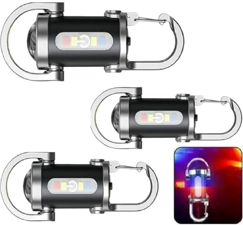 MASINIES Lampe de poche et batterie externe, lampe torche LED 2 en 1, lot de 3 mini porte-clés, lampe de poche étanche et résistante aux chocs, lampe porte-clés multifonction pour le camping et la